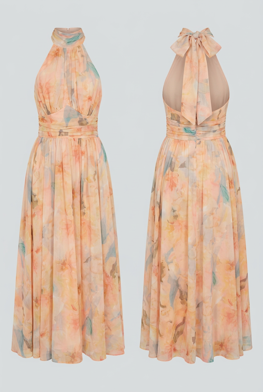 Women’s Dresses : Women's Halterneck Maxi Sundress - Flowy & Lightweight for Summer Beach Vacations in van Vanda Liamo