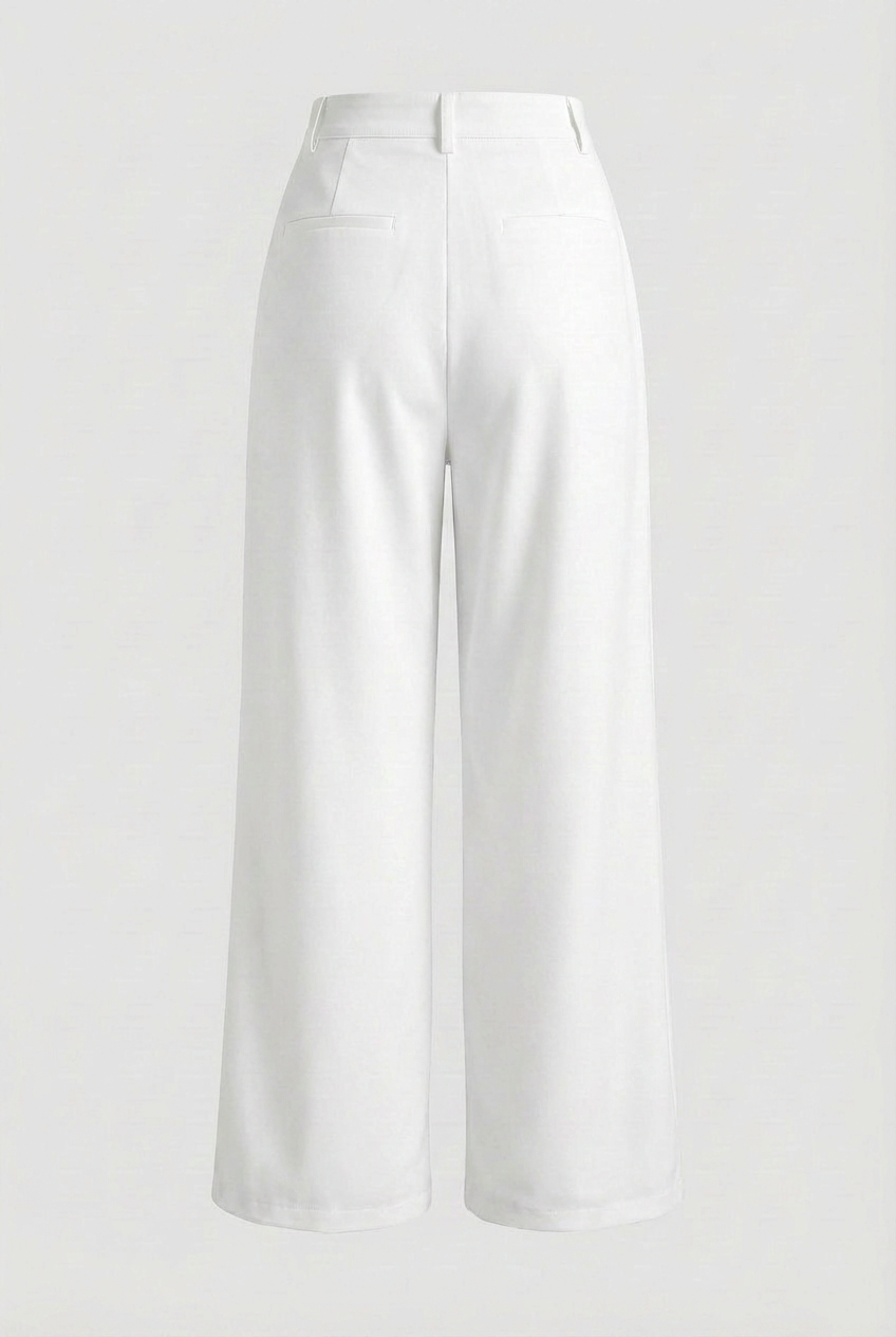Pants : Women's High-Waisted White Pleated Pants in van Vanda Liamo