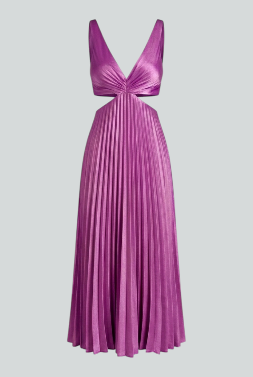 Maxi Dresses : Women’s Luxe Purple Pleated Dress – Graceful Statement for Special Moments in Purple van Vanda Liamo
