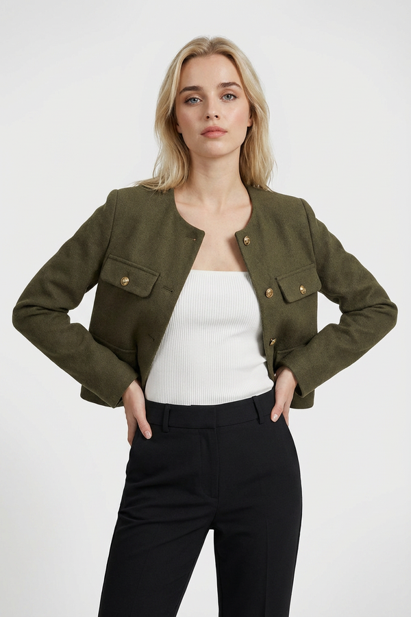 Women's Olive Green Winter Short Jacket
