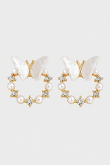 Women’s Pearl Butterfly Earrings – Subtle Sparkle & Modern Style