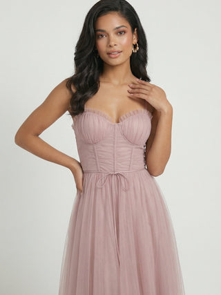 Women's Pink Sleeveless Midi Dress - Casual Summer A-Line Style