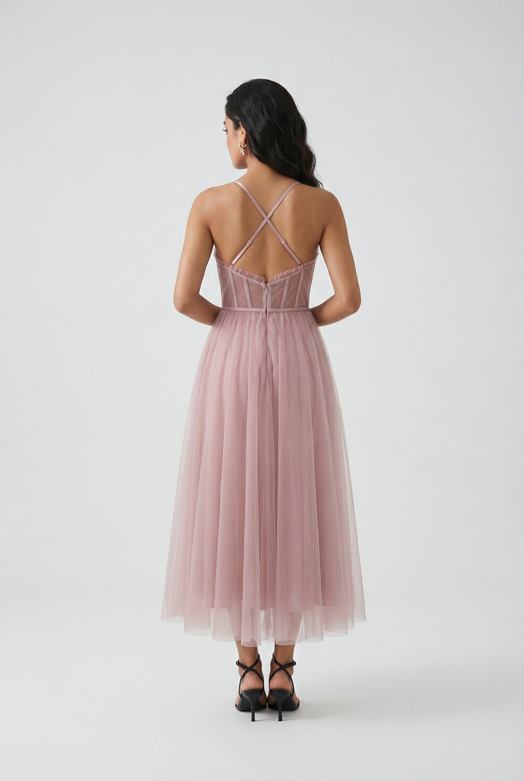 Dresses : Women's Pink Sleeveless Midi Dress - Casual Summer A-Line Style in van Vanda Liamo