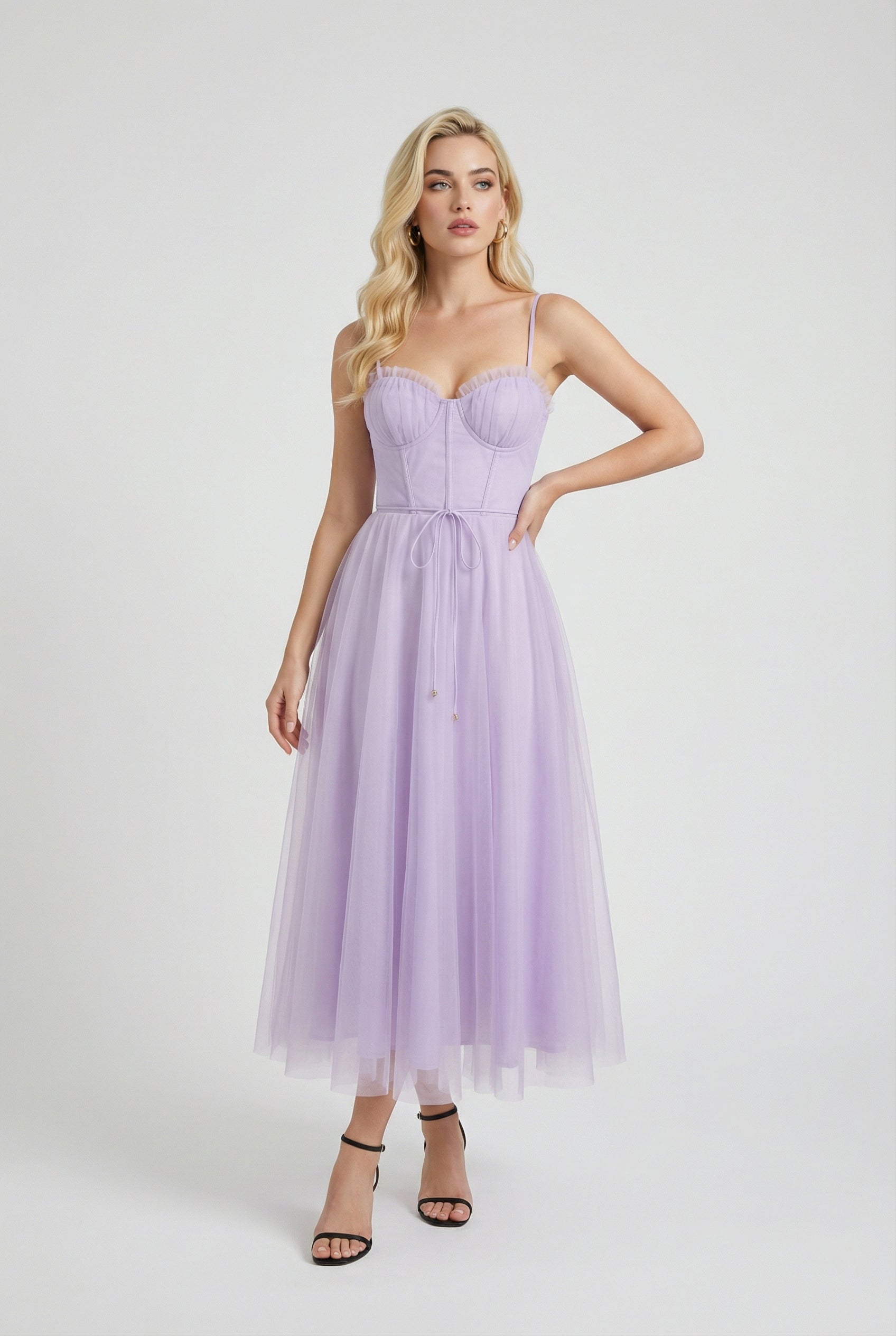 Dresses : Women's Purple Cotton Blend V-Neck Midi Dress with Pockets - Sizes S-XL in van Vanda Liamo