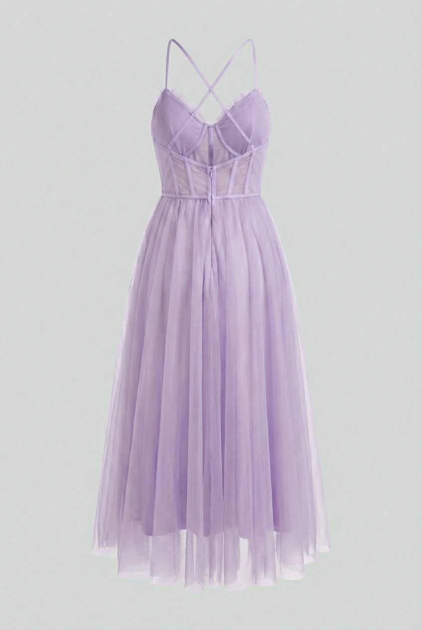 Dresses : Women's Purple Cotton Blend V-Neck Midi Dress with Pockets - Sizes S-XL in van Vanda Liamo