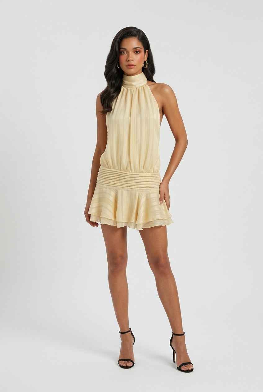 Women's Dresses : Women’s Radiant Yellow Mini Summer Dress – Playful & Feminine Warm-Weather Style in van Vanda Liamo