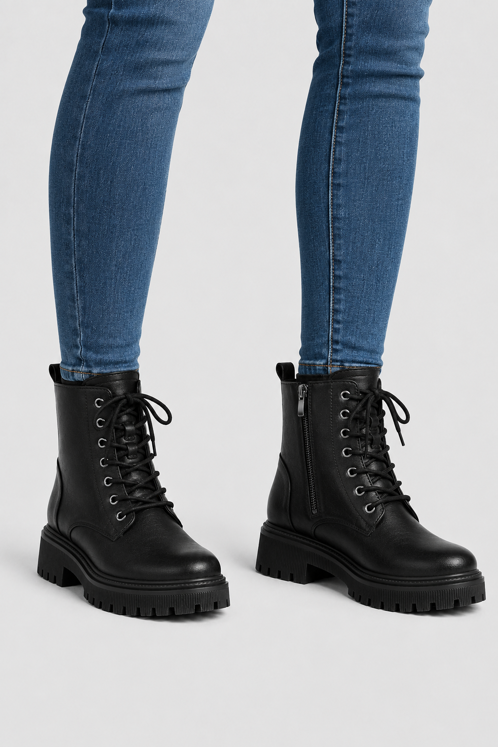 Women’s Ranger Lug Sole Ankle Boots – Side Zip Combat Booties