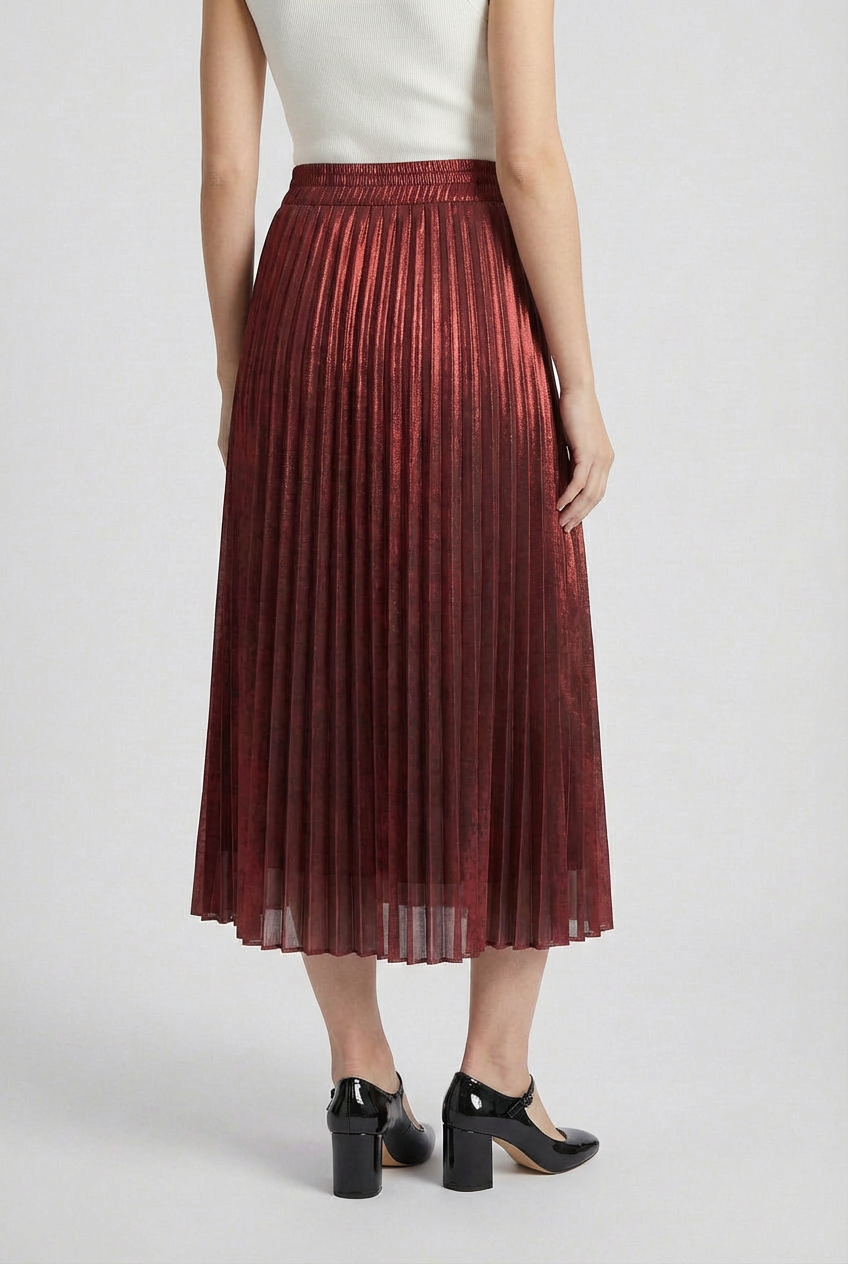 Women's Skirts : Women's Red Pleated Long Skirt in van Vanda Liamo