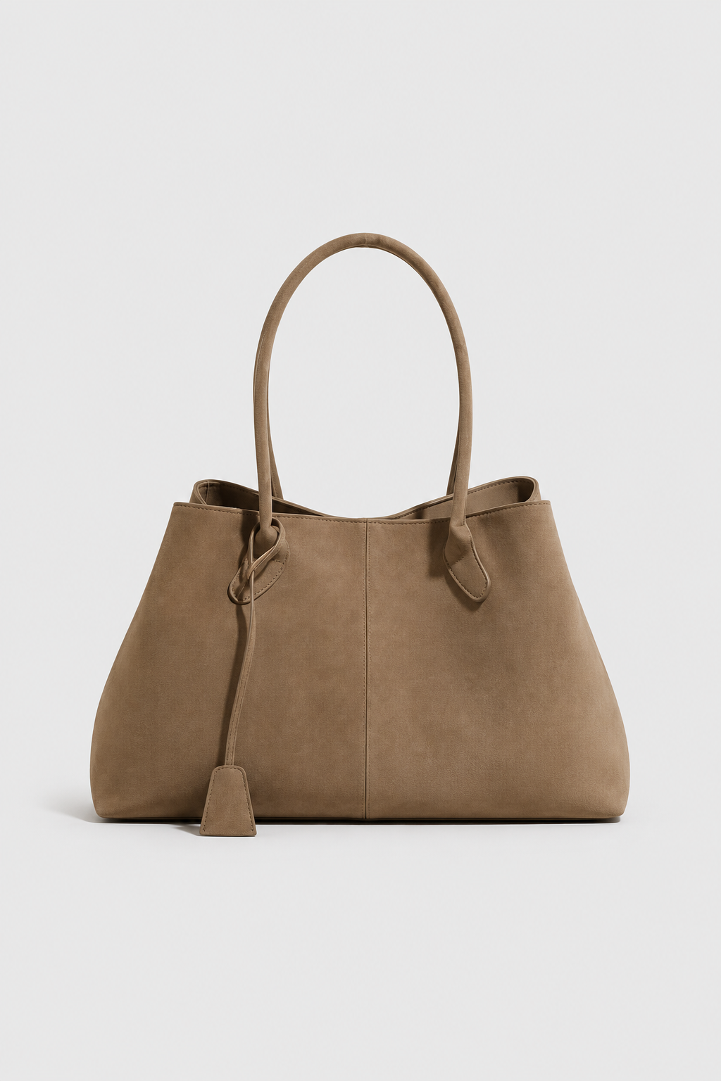 Schoudertas : Women's Vegan Suede Shoulder Bag - Spacious Luxury Handbag for Everyday Use in Khaki van Vandaliamo