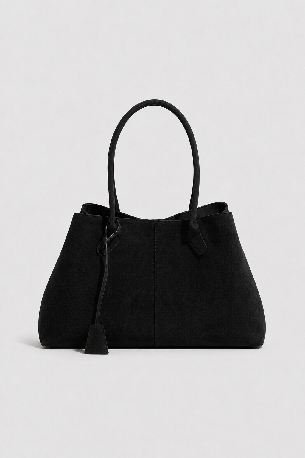 Schoudertas : Women's Vegan Suede Shoulder Bag - Spacious Luxury Handbag for Everyday Use in Black van Vandaliamo