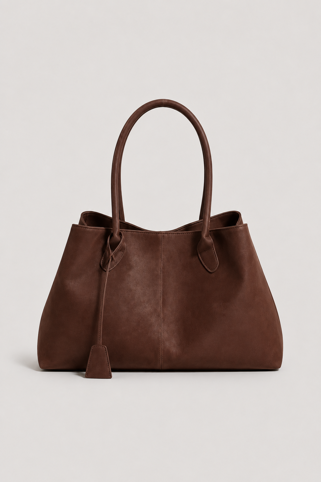 Schoudertas : Women's Vegan Suede Shoulder Bag - Spacious Luxury Handbag for Everyday Use in Brown van Vandaliamo
