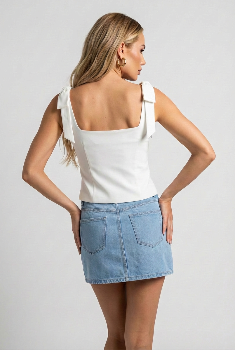 Women's Tops : Women's Cami Top - White Slim Top in van Vanda Liamo