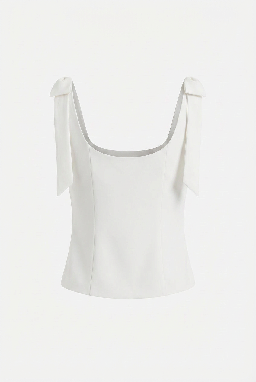 Women's Tops : Women's Cami Top - White Slim Top in van Vanda Liamo