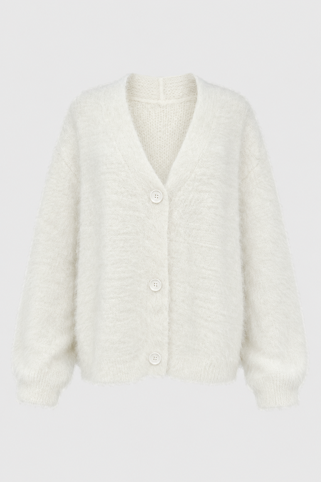 Cardigan : Women's White Knit Cardigan Sweater - Long Sleeve Open Front in van Vanda Liamo