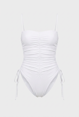 Women's Swimwear : Women's White One-Piece Swimsuit - Classic Style, Size S-XL in White van Vanda Liamo