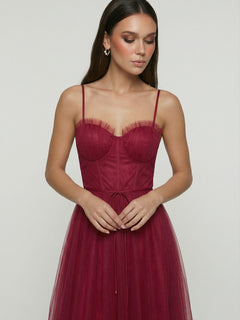 Women's Wine Red Midi Dress