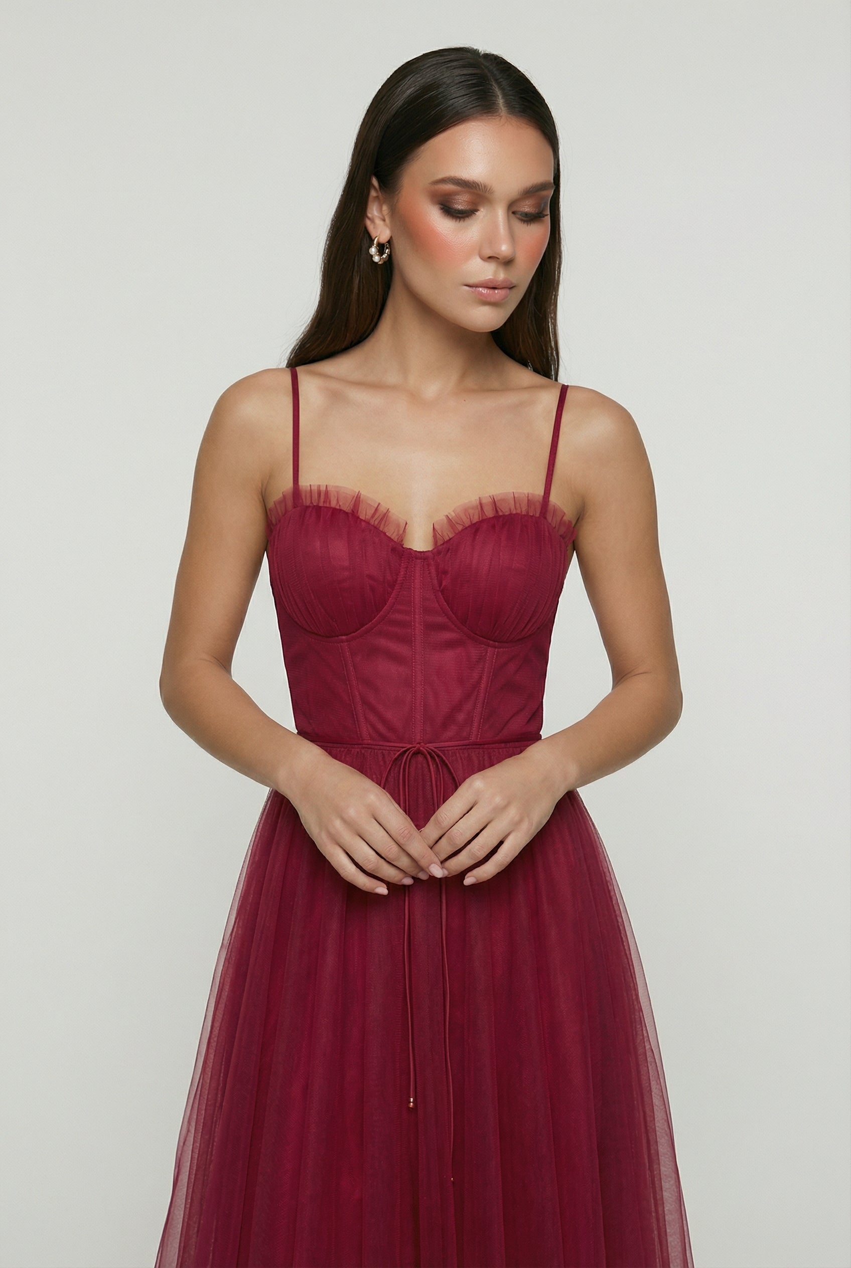 Dresses : Women's Wine Red Midi Dress in van Vanda Liamo