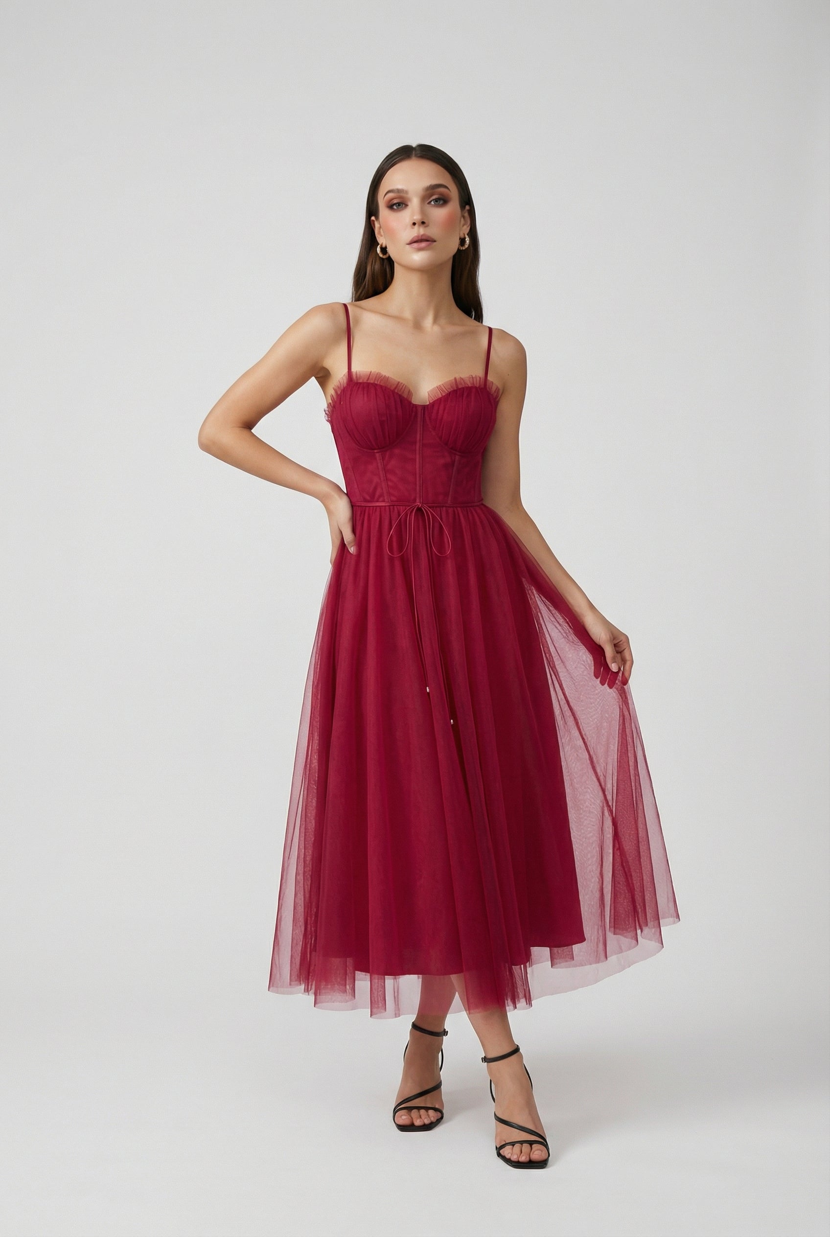 Dresses : Women's Wine Red Midi Dress in van Vanda Liamo