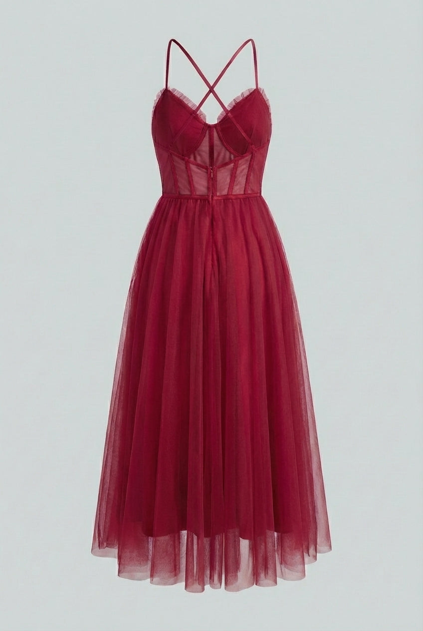 Dresses : Women's Wine Red Midi Dress in van Vanda Liamo