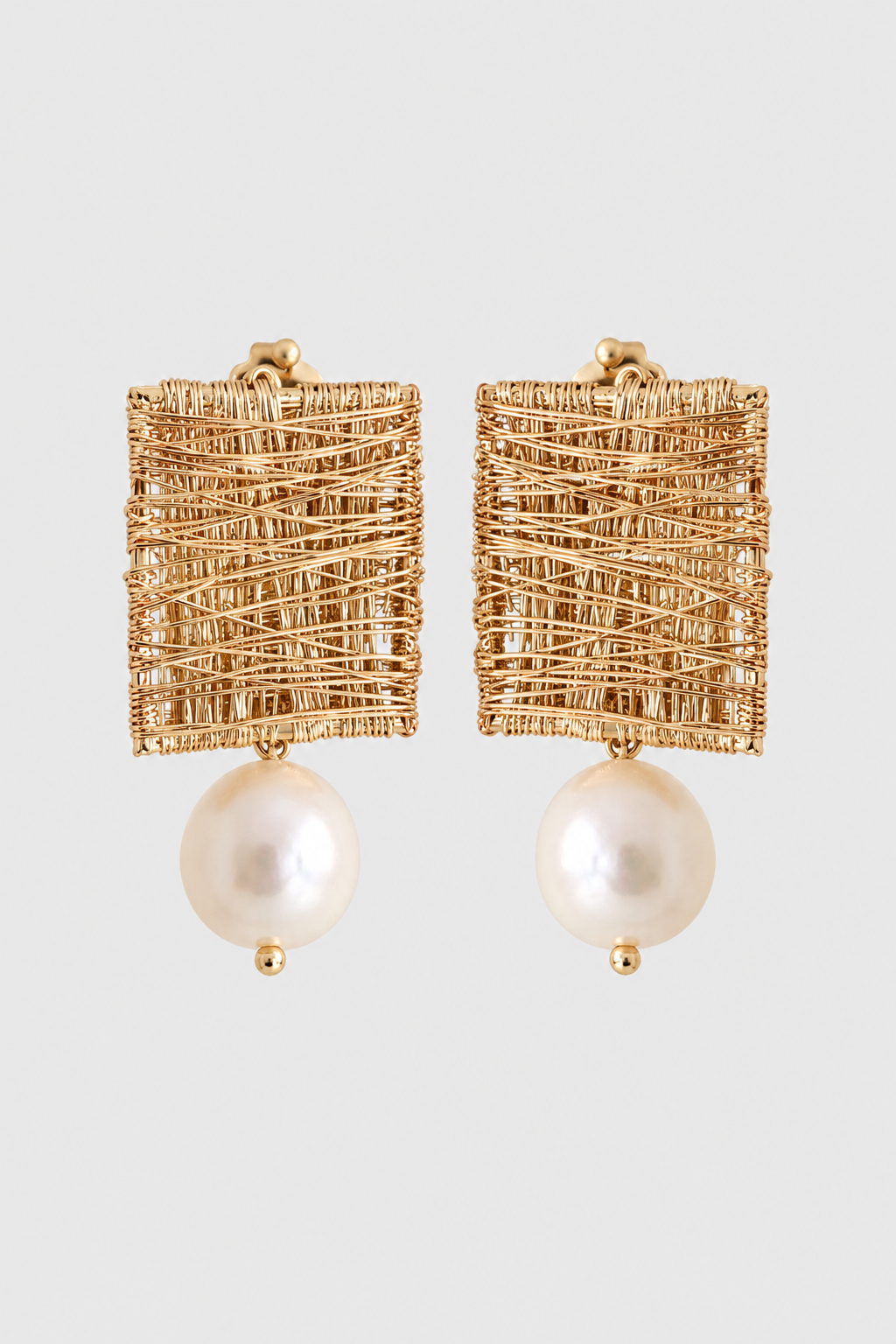 Woven Wire Pearl Earrings – Lightweight Statement Jewelry