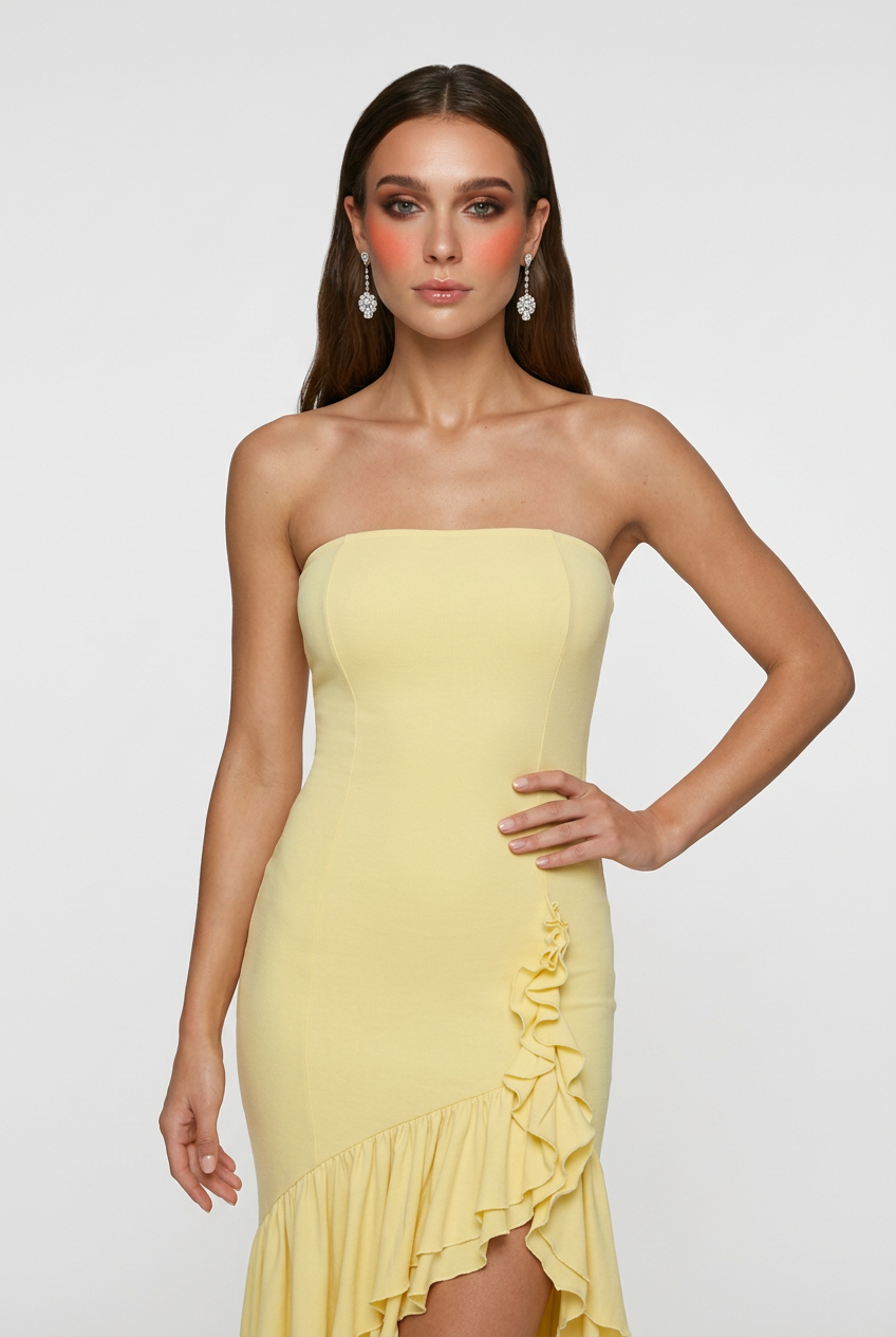 Women’s Dresses : Yellow Tube Dress for Women – Bright Beach Vacation Dress in van Vanda Liamo