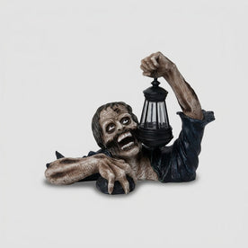 Home & Garden > Decor > Artwork > Sculptures & Statues : Zombie Garden Figure with Lantern - Resin Halloween Decor in Default Title van Vandaliamo