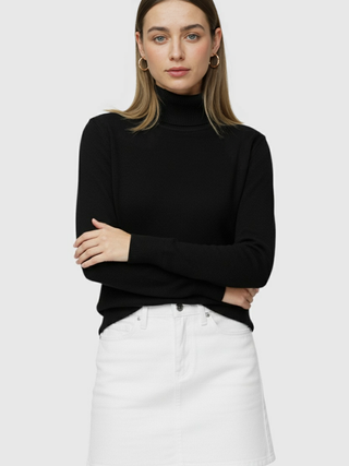 Black Fleece Lined Thermal Turtleneck Sweater