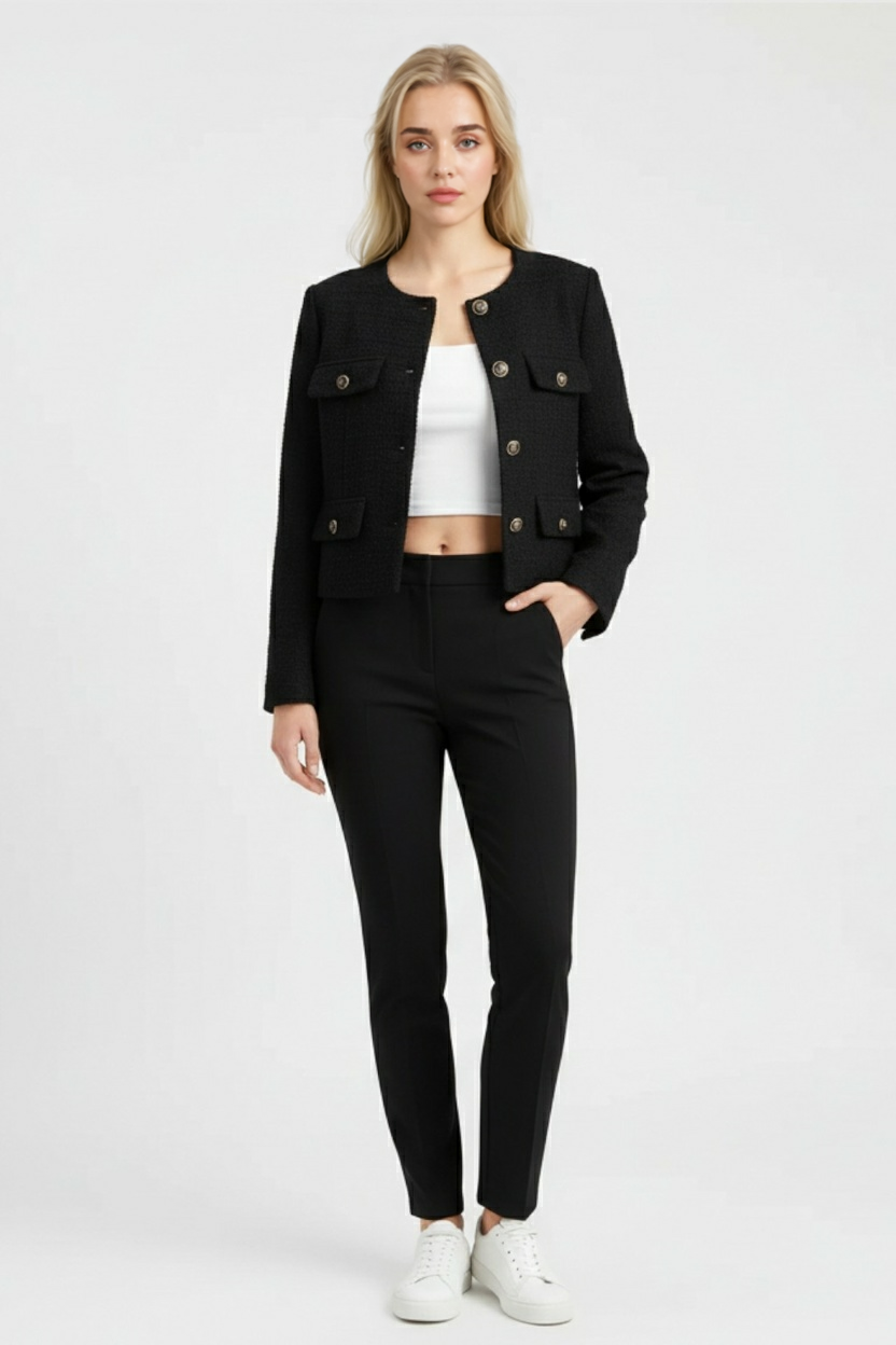 Jacket : Women's Black Winter Short Jacket in van Vanda Liamo