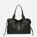 Black Shoulder Bag Women - Trendy Faux Leather Handbag with Zipper Pockets
