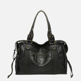 Black Shoulder Bag Women - Trendy Faux Leather Handbag with Zipper Pockets