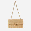 Woven Shoulder Bag with Chain and Swivel Clip