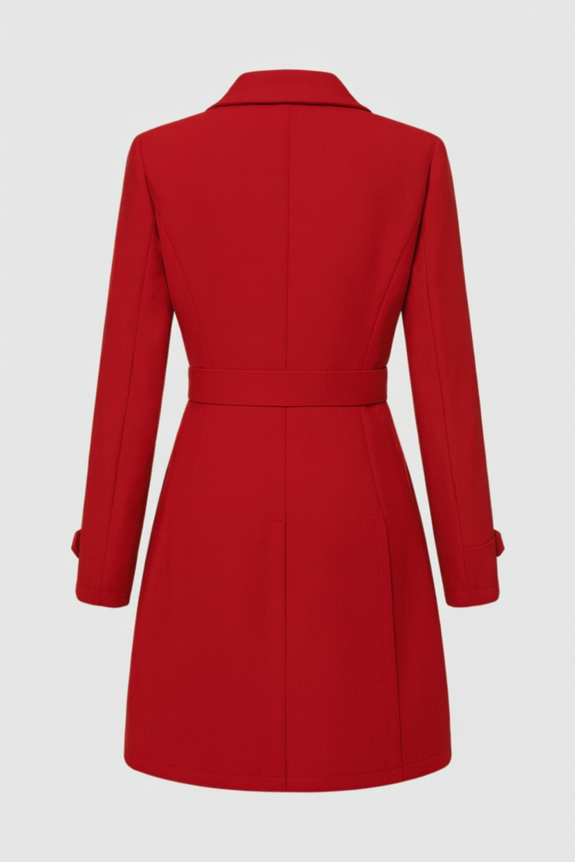 Coat : Mid-Length Red Winter Coat in van Vanda Liamo
