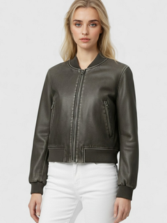 Women's Vintage Faux Leather Bomber Jacket - Classic Style, S-XL