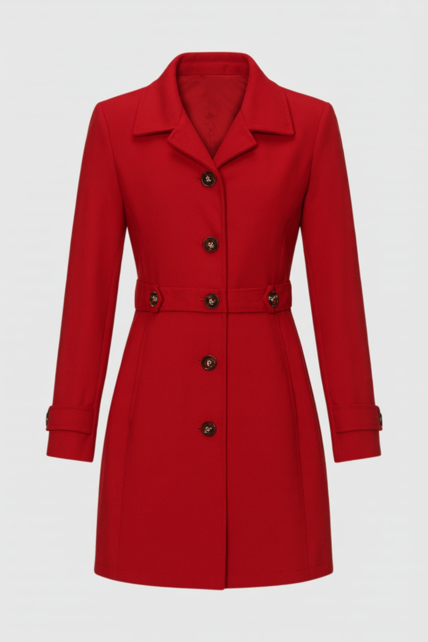 Coat : Mid-Length Red Winter Coat in Red van Vanda Liamo