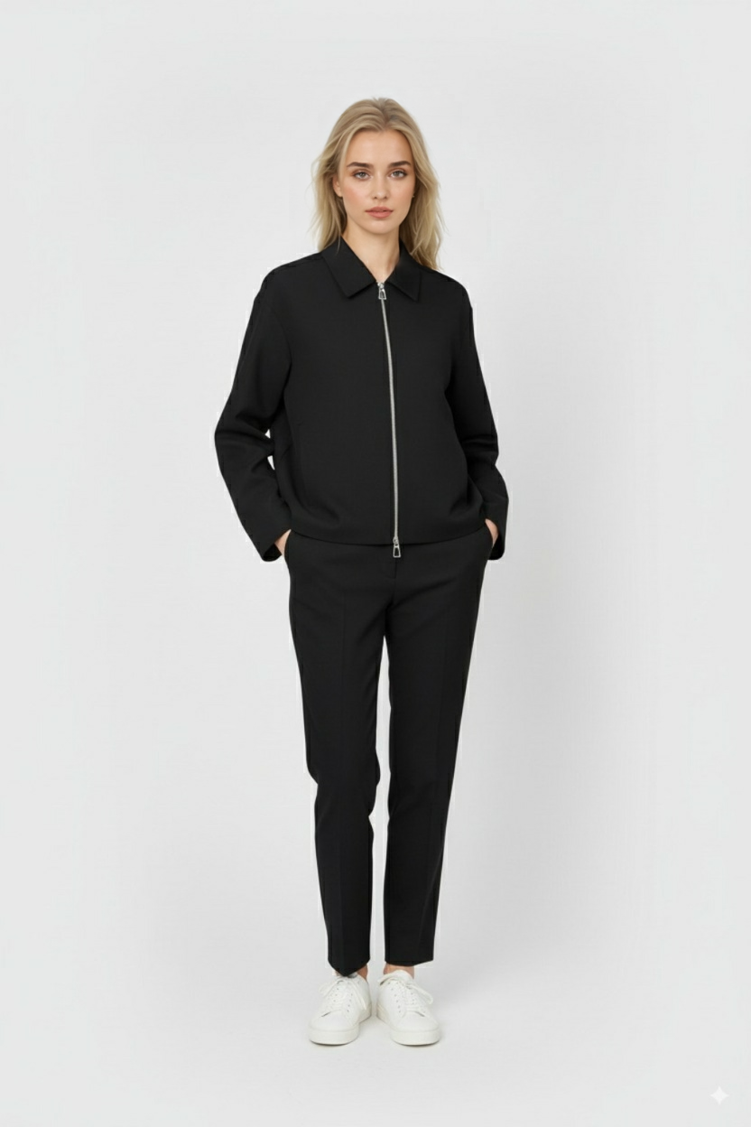 Jacket : Women's Black Lightweight Casual Bomber Jacket - Everyday Style in van Vanda Liamo
