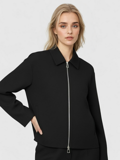 Women's Black Lightweight Casual Bomber Jacket - Everyday Style