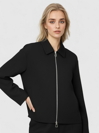 Women's Black Lightweight Casual Bomber Jacket - Everyday Style