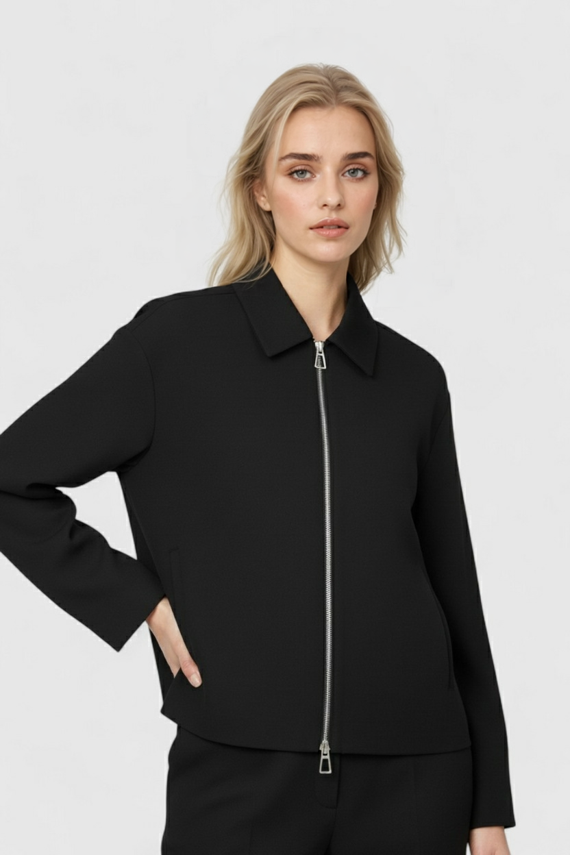 Jacket : Women's Black Lightweight Casual Bomber Jacket - Everyday Style in van Vanda Liamo