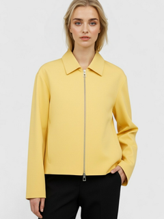 Women's Yellow Lightweight Bomber Jacket - Casual Zip-Up Style