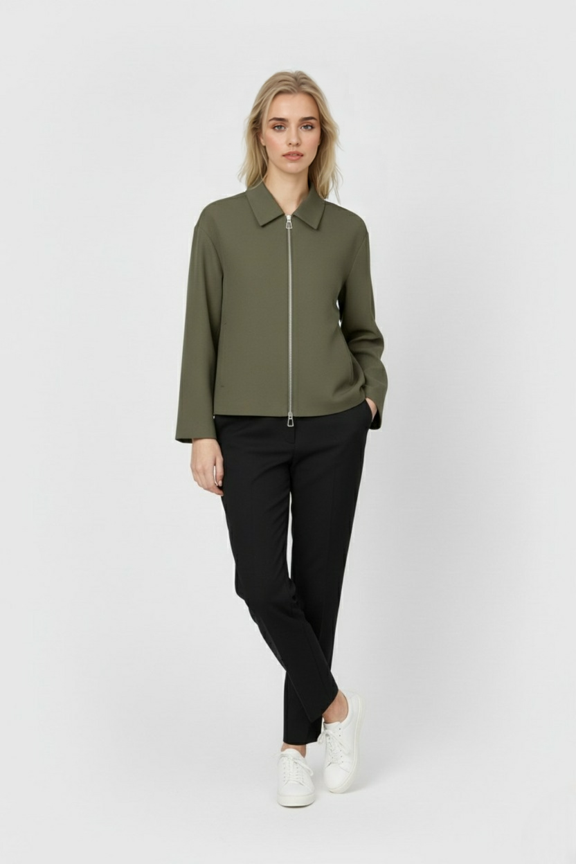 Jacket : Women's Casual Bomber Jacket - Army Green in van Vanda Liamo