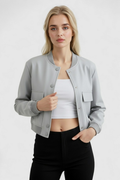 Women's Gray Bomber Jacket