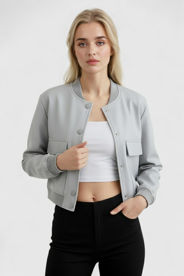Chaqueta bomber gris para mujer