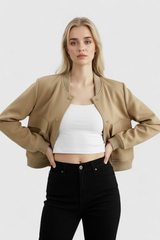 Chaqueta bomber caqui para mujer