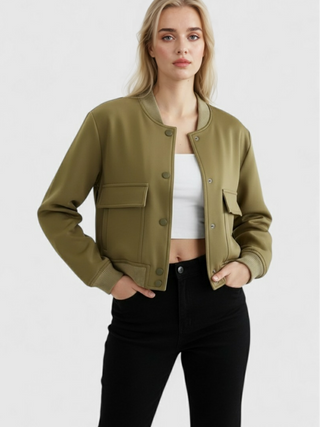 Women's Bomber Jacket - Military Green