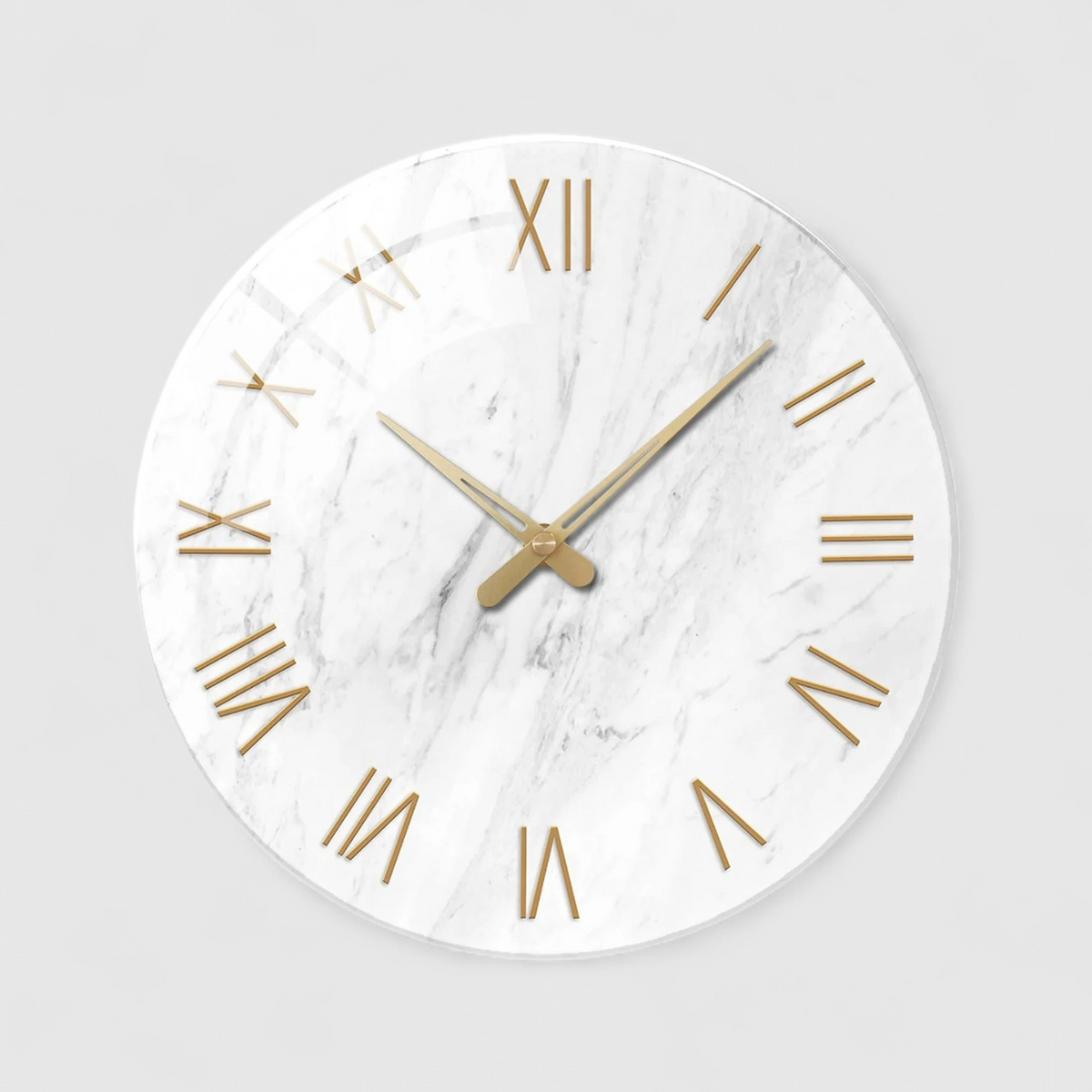 Marble-Effect Wall Clock – Gold Roman Numerals & Classic Elegance
