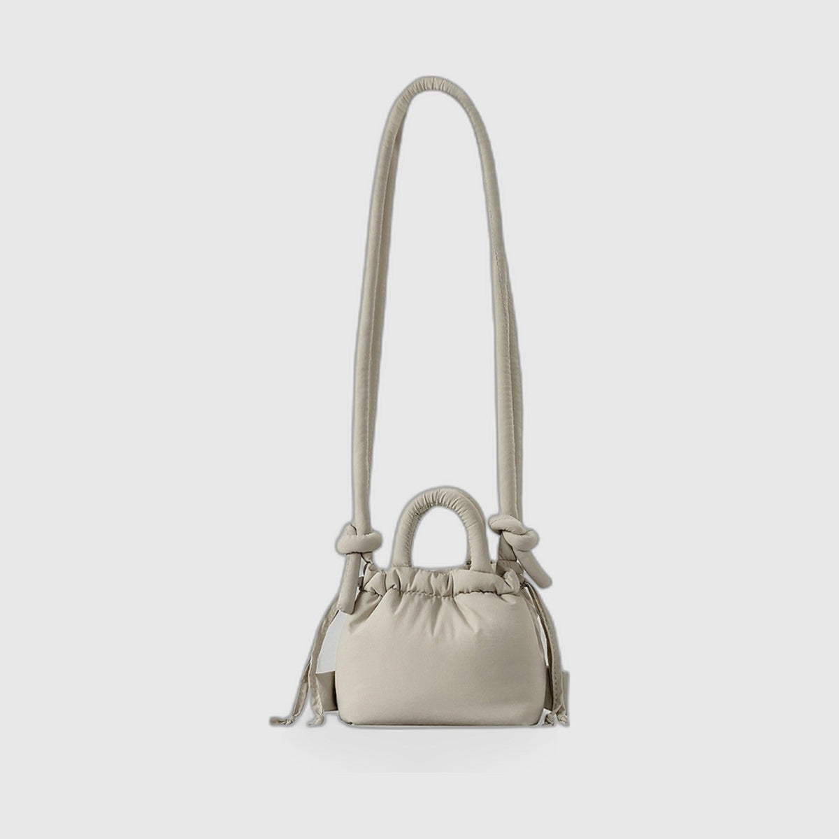 Crossbody Bag : Padded Knot Crossbody Bag – Bold Mini Satchel in Gray van Vanda Liamo