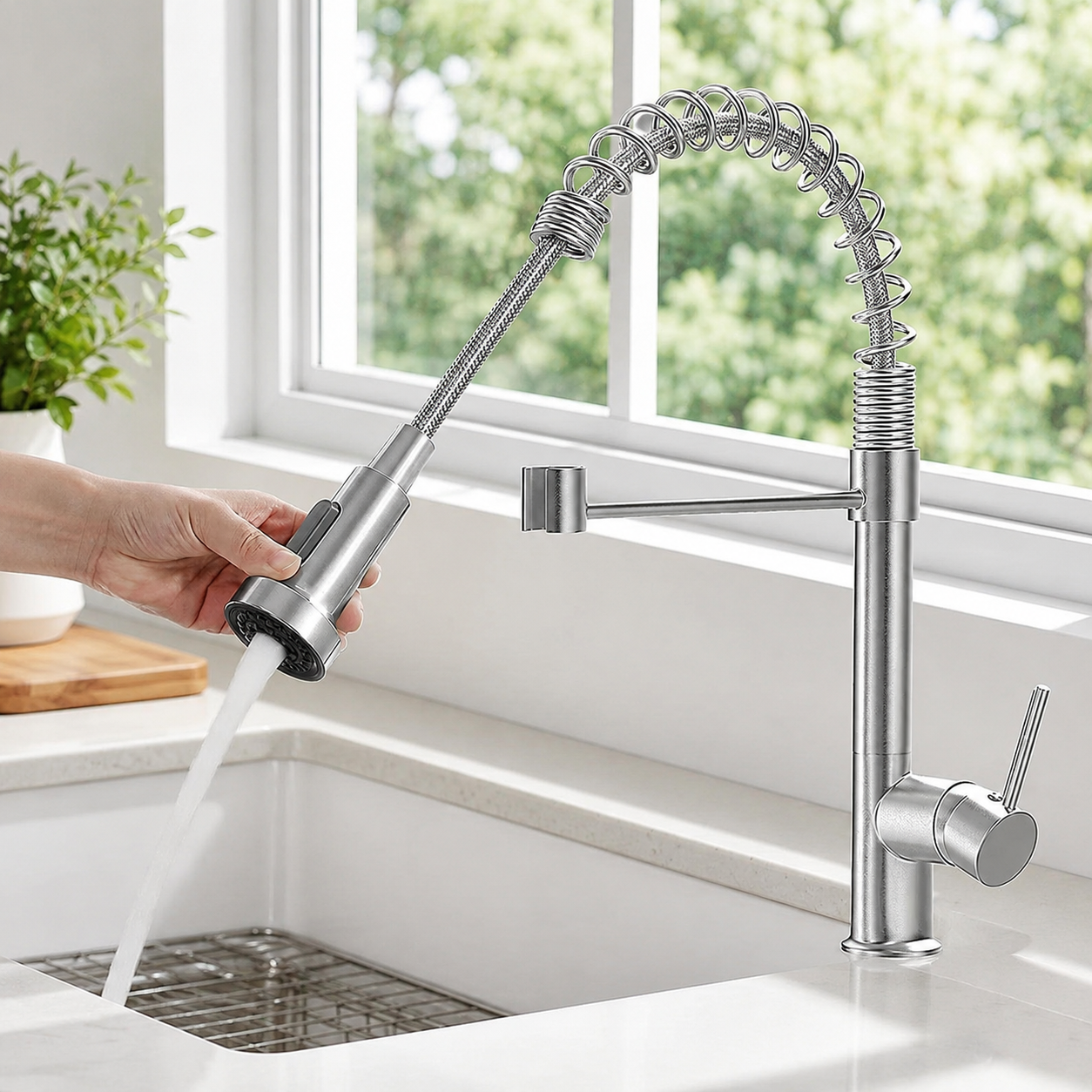 Pull-Down Commercial Spring Kitchen Faucet