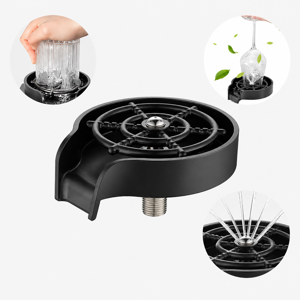 High-Pressure Kitchen Sink Glass and Cup Rinser