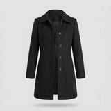 Women's Tailored Coat - Classic Collar with Button Closure