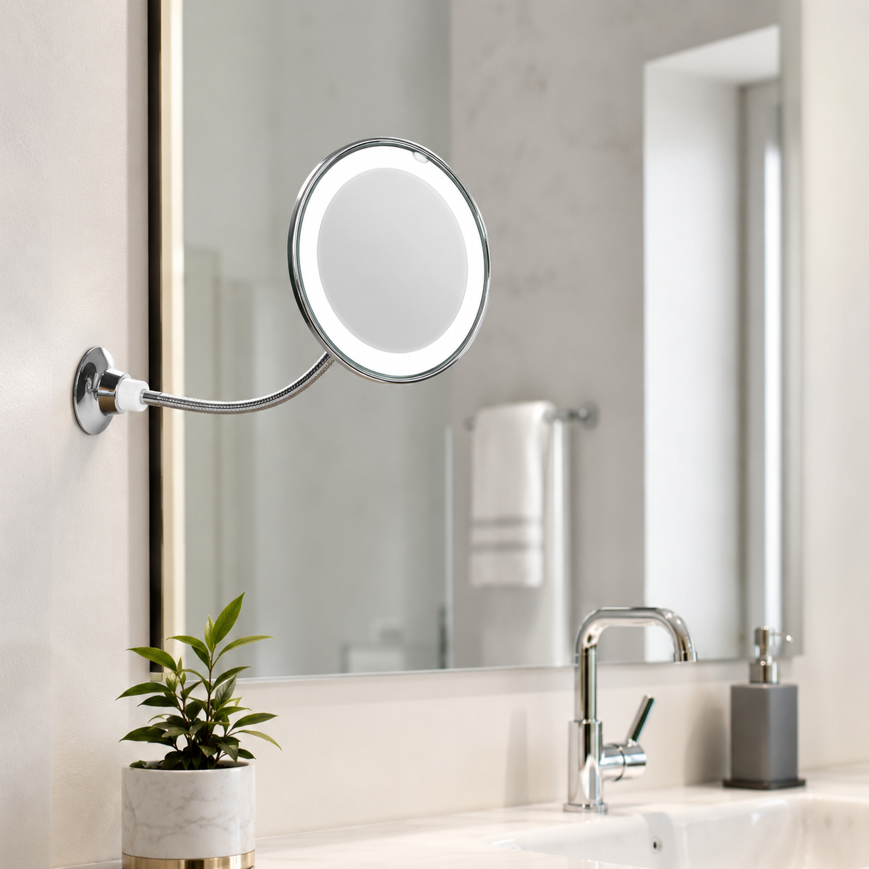 10X Magnifying LED Lighted Flexible Gooseneck Mirror
